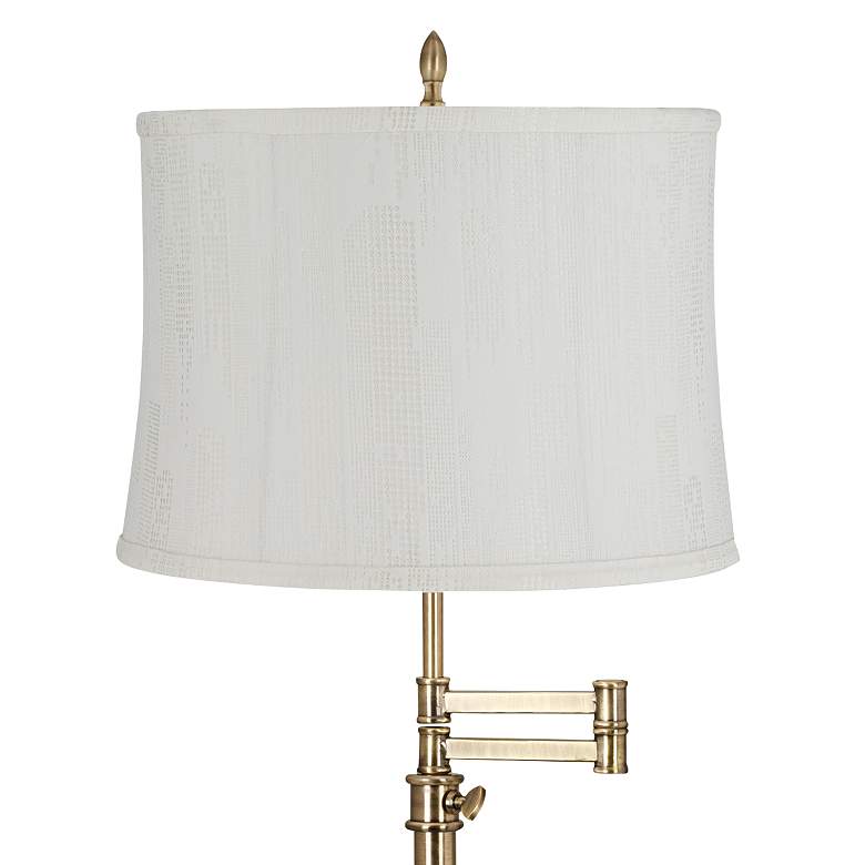 Image 2 Westbury Antique Brass Swing Arm Table Lamp with Dove White Shade more views
