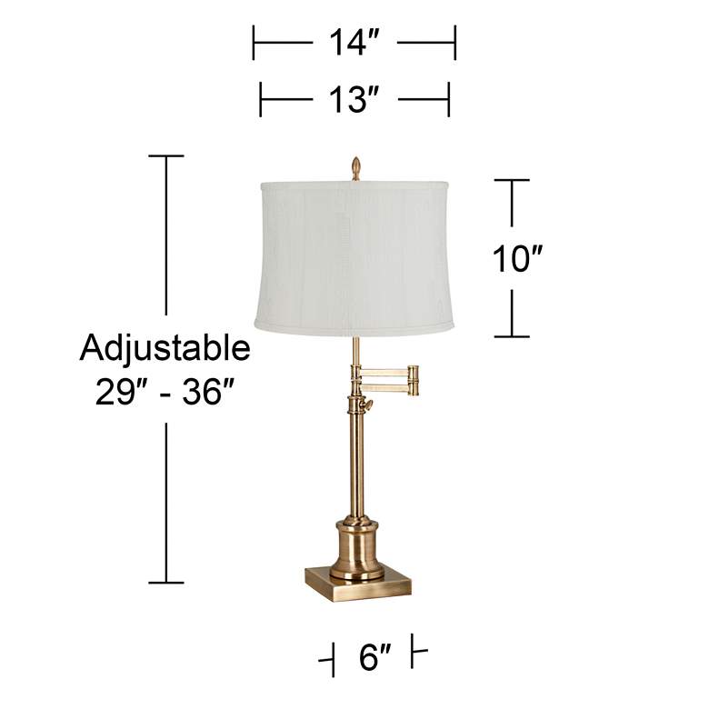 Image 6 Westbury Antique Brass Swing Arm Table Lamp with Dove White Shade more views