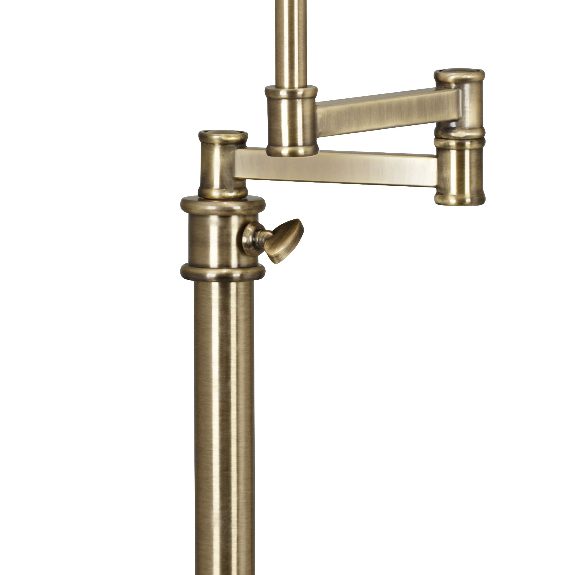 Image 3 Westbury Antique Brass Swing Arm Table Lamp with Gunsmoke Scallop Shade more views