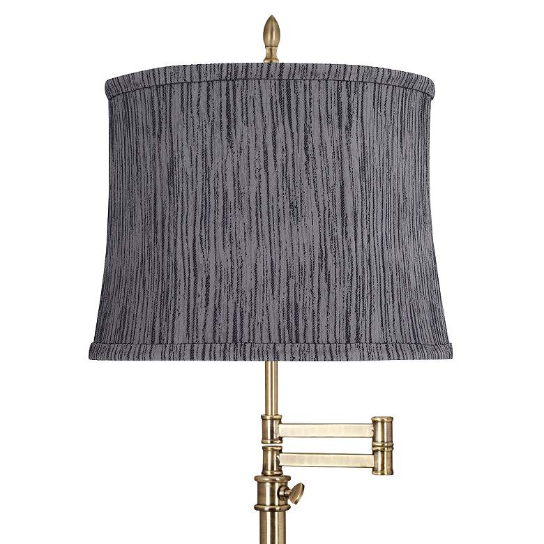 Image 2 Westbury Antique Brass Swing Arm Table Lamp with Kensing Gray Shade more views