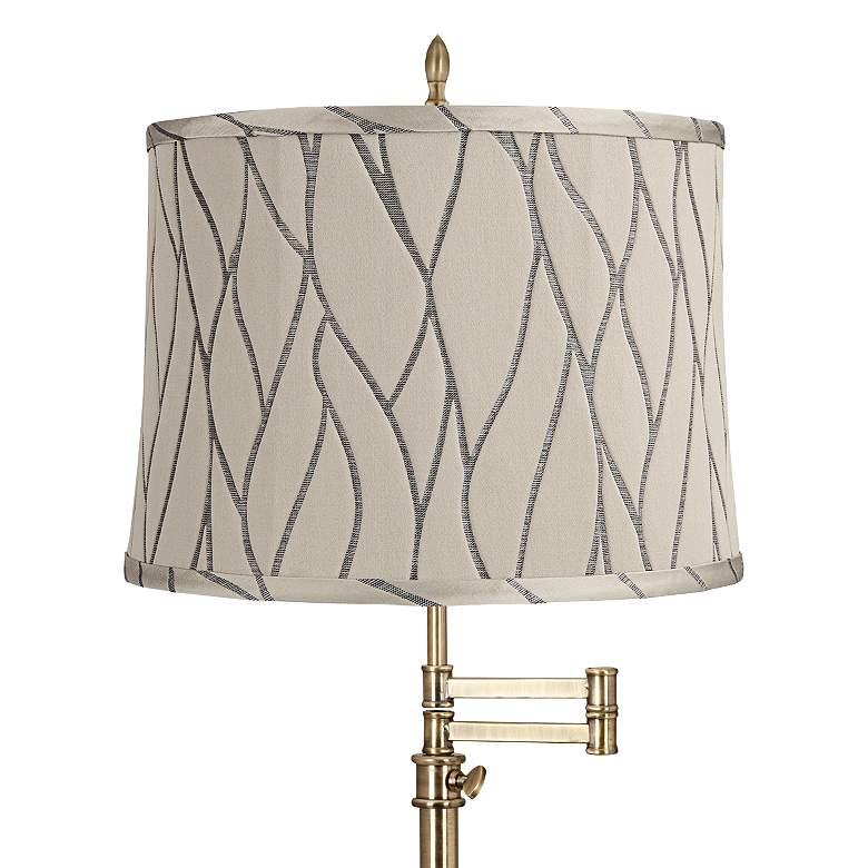 Image 2 Westbury Antique Brass Swing Arm Table Lamp with Kinmen Gray Shade more views