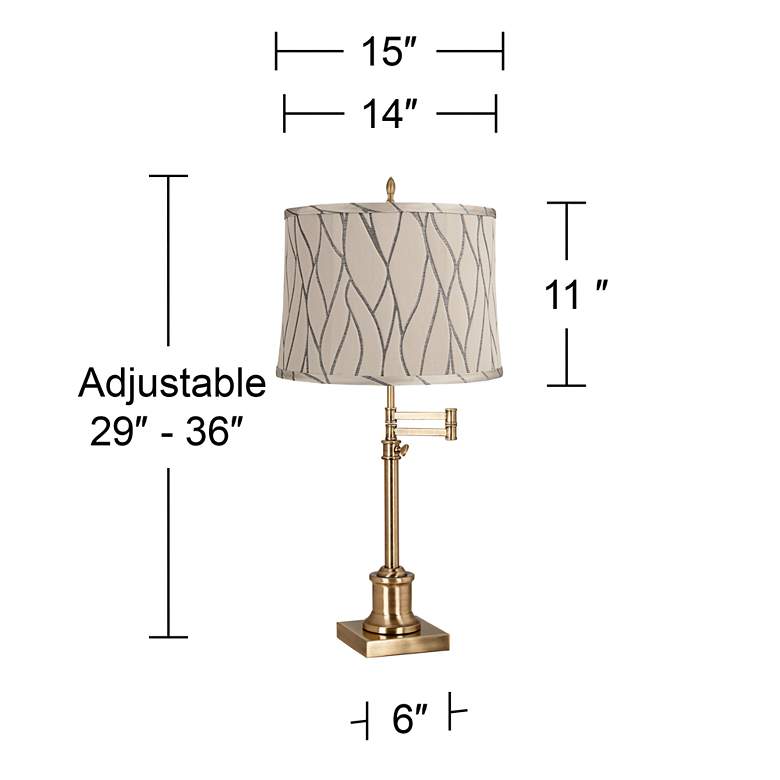 Image 6 Westbury Antique Brass Swing Arm Table Lamp with Kinmen Gray Shade more views