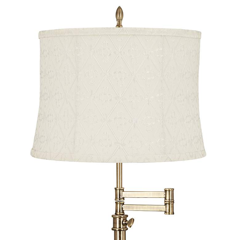 Image 2 Westbury Antique Brass Swing Arm Table Lamp with Kolding White Shade more views