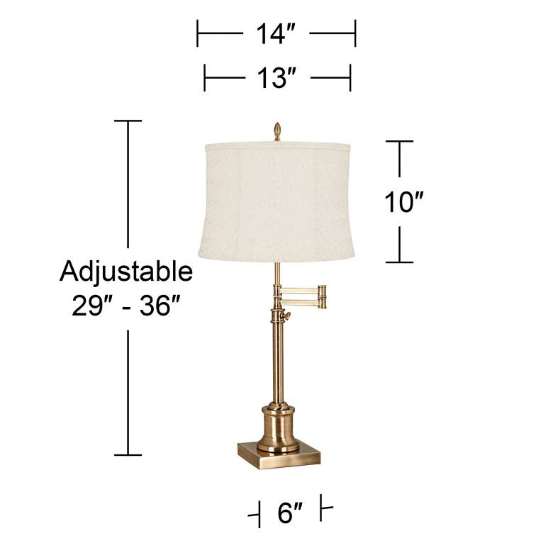 Image 6 Westbury Antique Brass Swing Arm Table Lamp with Kolding White Shade more views