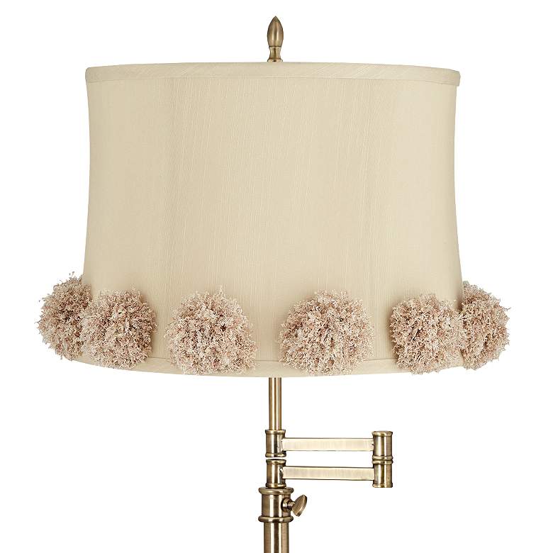 Image 2 Westbury Antique Brass Swing Arm Table Lamp with La Taupe Shade more views