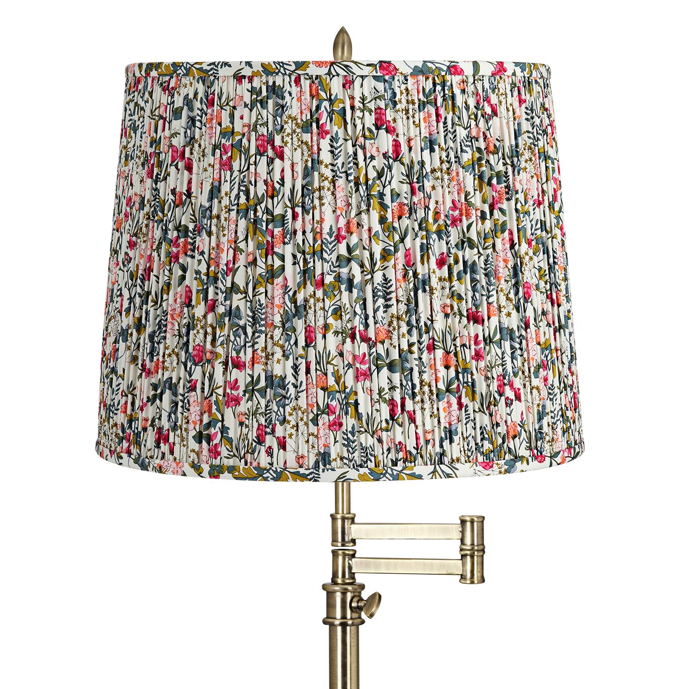 Image 2 Westbury Antique Brass Swing Arm Table Lamp with Meadow Shade more views