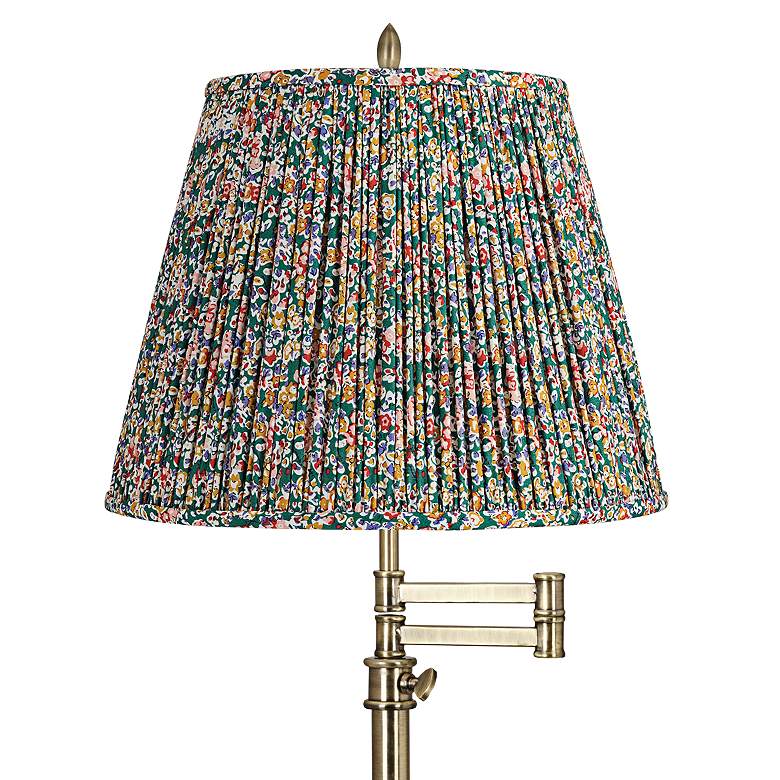 Image 2 Westbury Antique Brass Swing Arm Table Lamp with Misha Green Shade more views