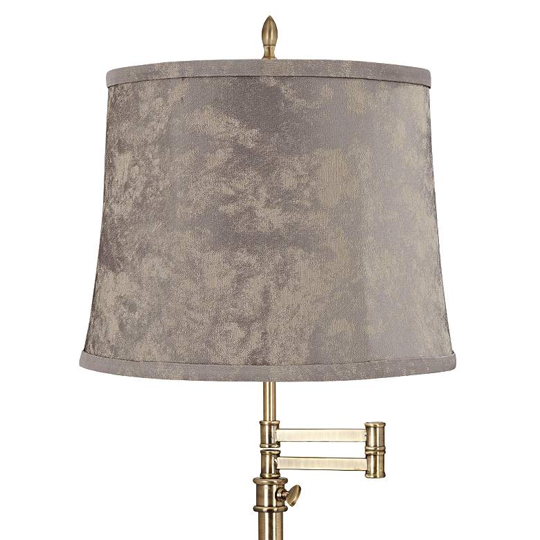 Image 2 Westbury Antique Brass Swing Arm Table Lamp with Nagano Gray Shade more views