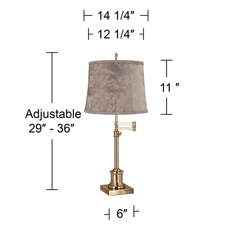 Image 6 Westbury Antique Brass Swing Arm Table Lamp with Nagano Gray Shade more views
