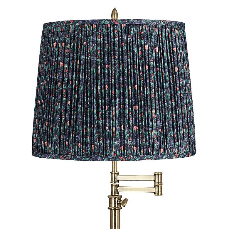 Image 2 Westbury Antique Brass Swing Arm Table Lamp with Sally Green Shade more views