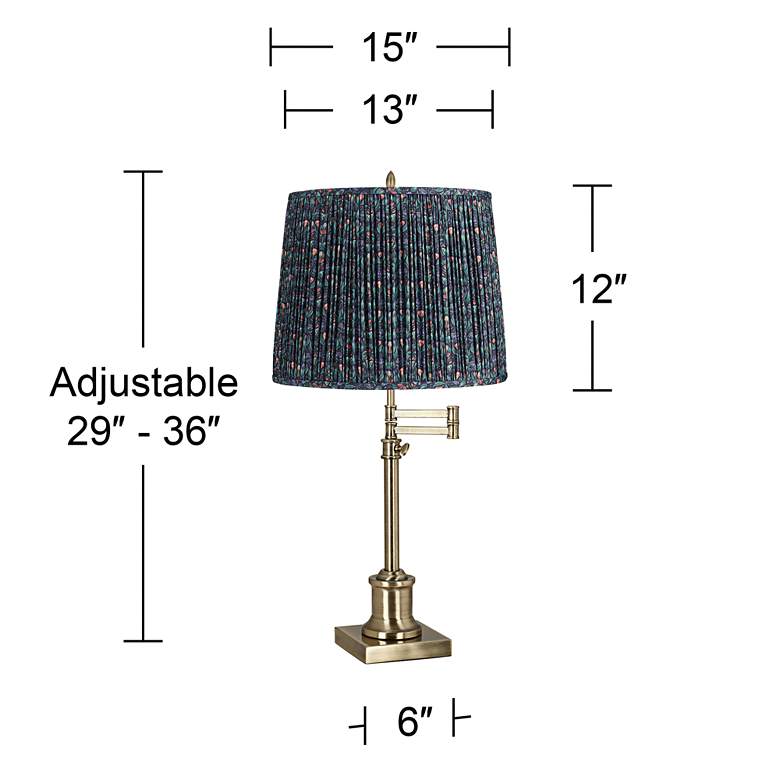Image 6 Westbury Antique Brass Swing Arm Table Lamp with Sally Green Shade more views