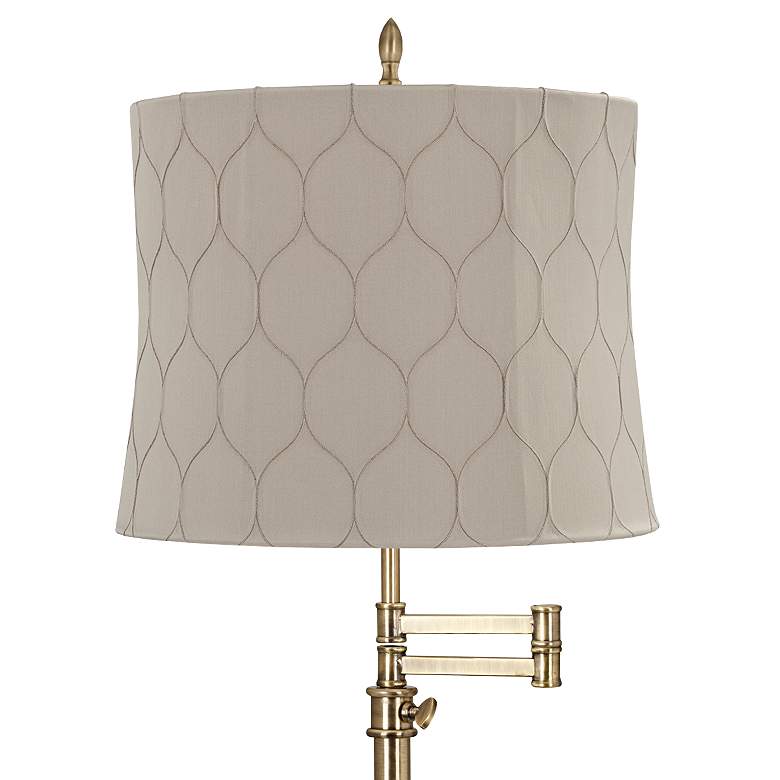 Image 2 Westbury Antique Brass Swing Arm Table Lamp with Salzburg Khaki Shade more views