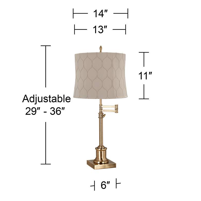 Image 6 Westbury Antique Brass Swing Arm Table Lamp with Salzburg Khaki Shade more views