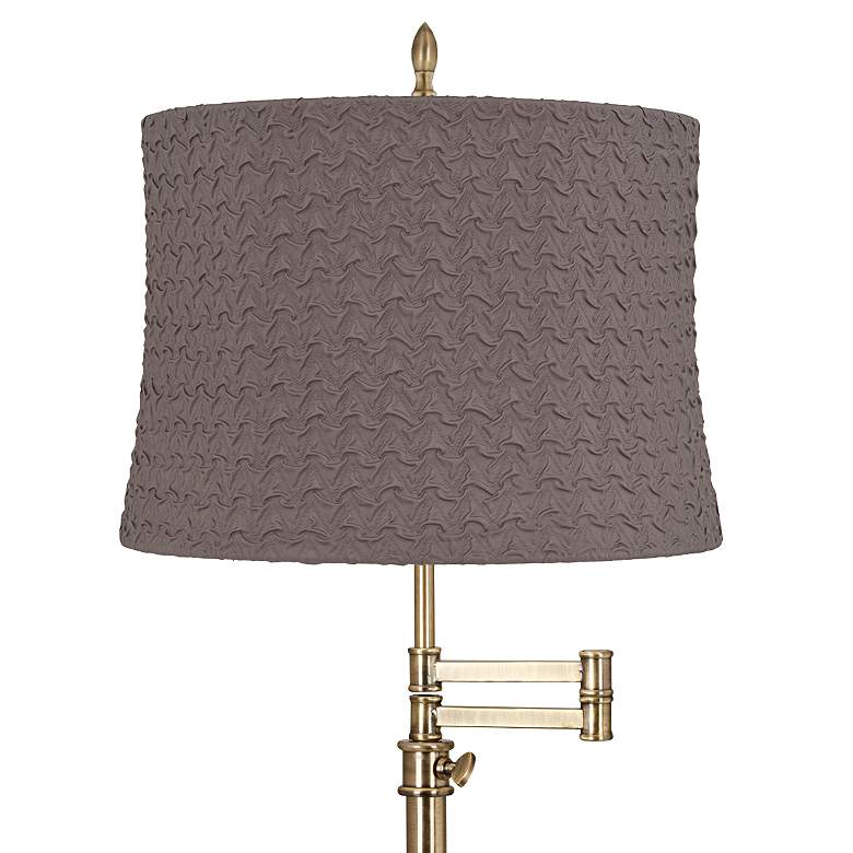 Image 2 Westbury Antique Brass Swing Arm Table Lamp with Sierra Gray Shade more views