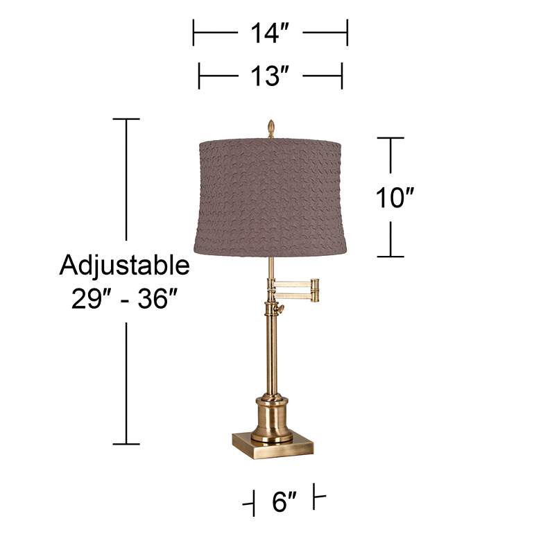 Image 6 Westbury Antique Brass Swing Arm Table Lamp with Sierra Gray Shade more views
