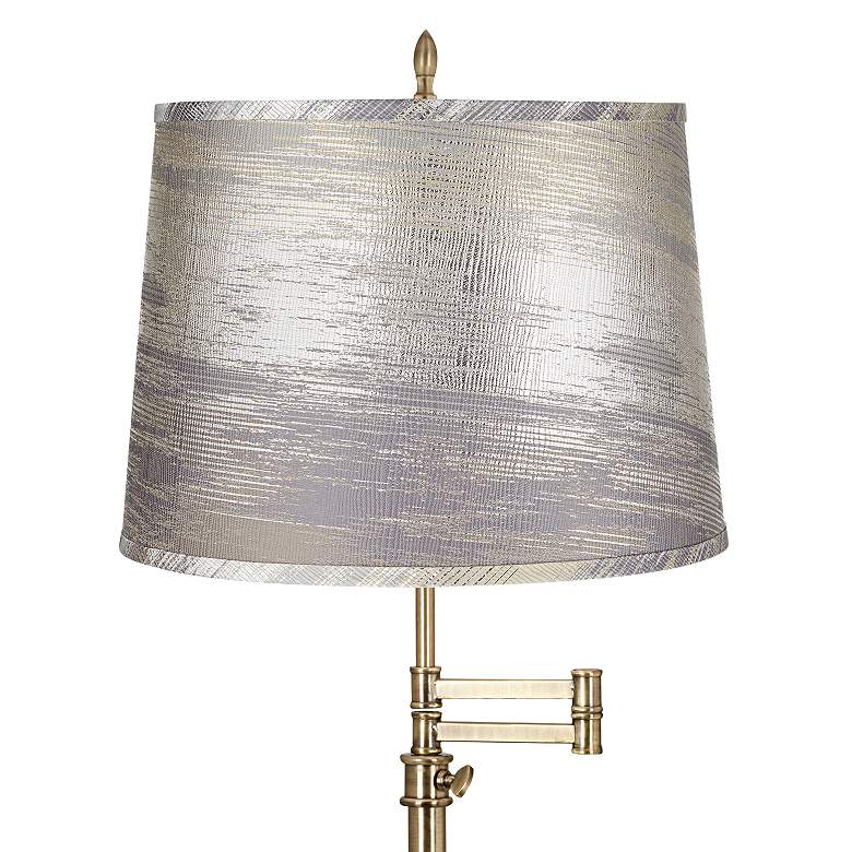 Image 2 Westbury Antique Brass Swing Arm Table Lamp with Silver Gold Shade more views