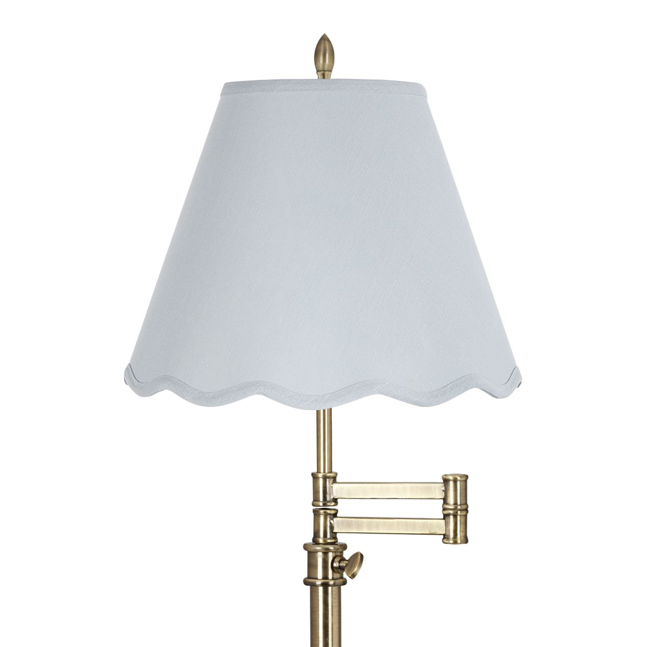 Image 2 Westbury Antique Brass Swing Arm Table Lamp with Soft Blue Scallop Shade more views
