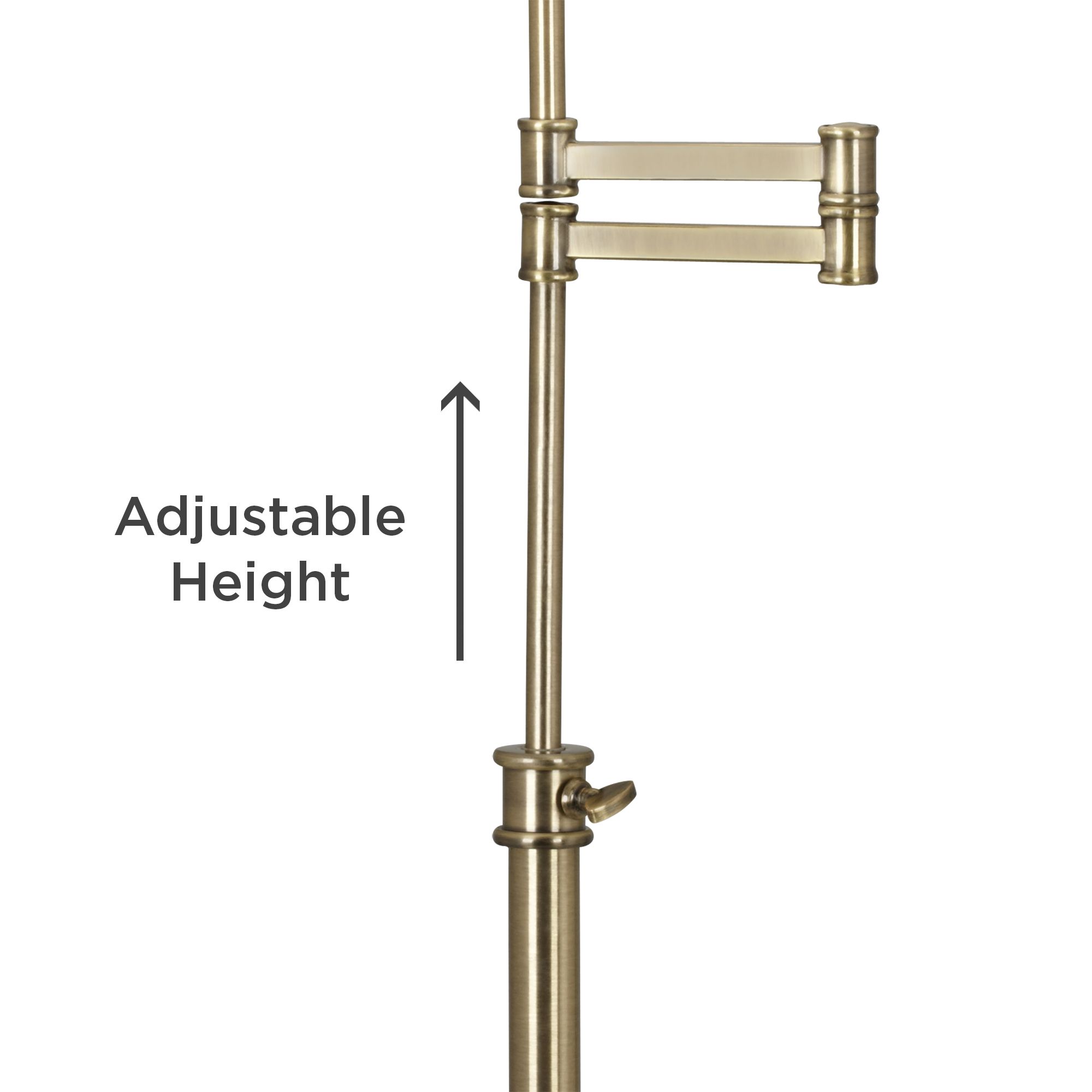 Image 4 Westbury Antique Brass Swing Arm Table Lamp with Soft Blue Scallop Shade more views