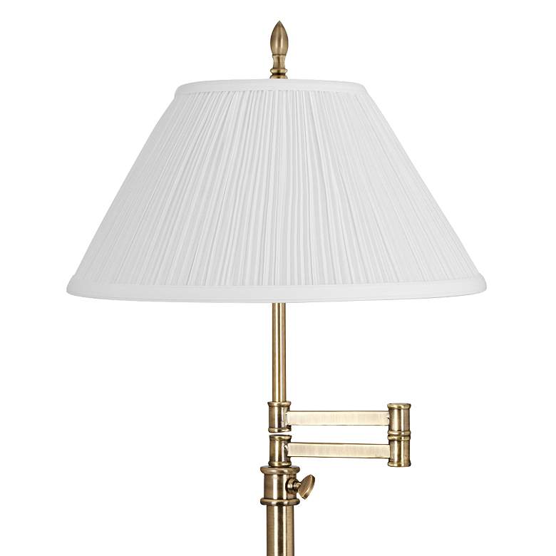Image 2 Westbury Antique Brass Swing Arm Table Lamp with White Empire Shade more views