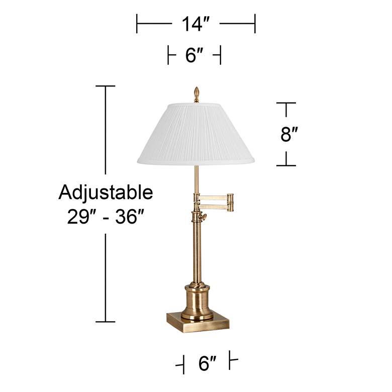 Image 6 Westbury Antique Brass Swing Arm Table Lamp with White Empire Shade more views