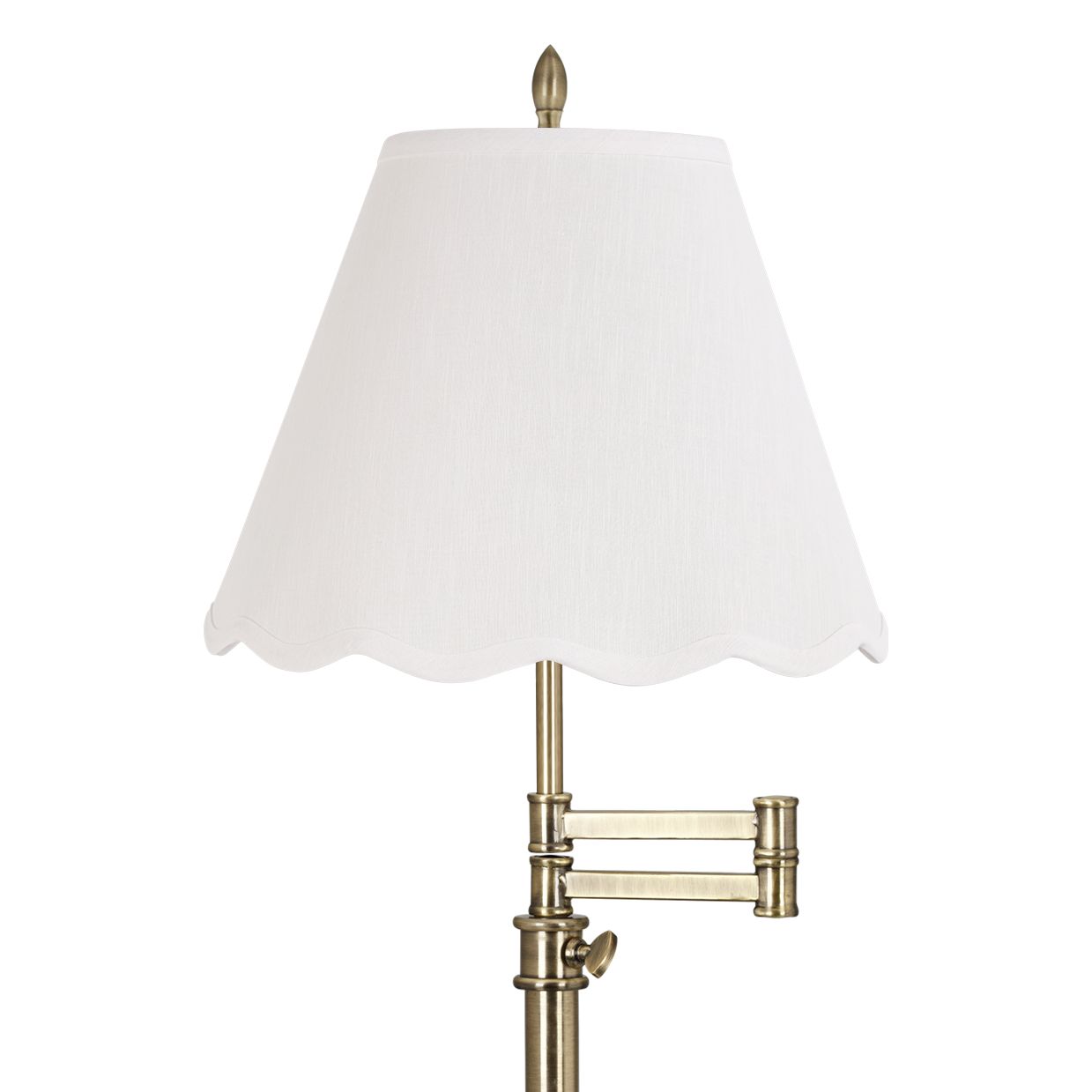 Image 2 Westbury Antique Brass Swing Arm Table Lamp with White Scallop Shade more views