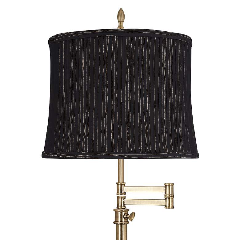 Image 2 Westbury Antique Brass Swing Arm Table Lamp with Woodruff Black Shade more views