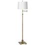 Westbury Brass Floor Lamp with 13" Wide White Hardback Shade