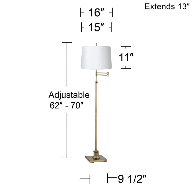 Image 4 Westbury Brass Floor Lamp with 15 inch Wide White Hardback Shade more views