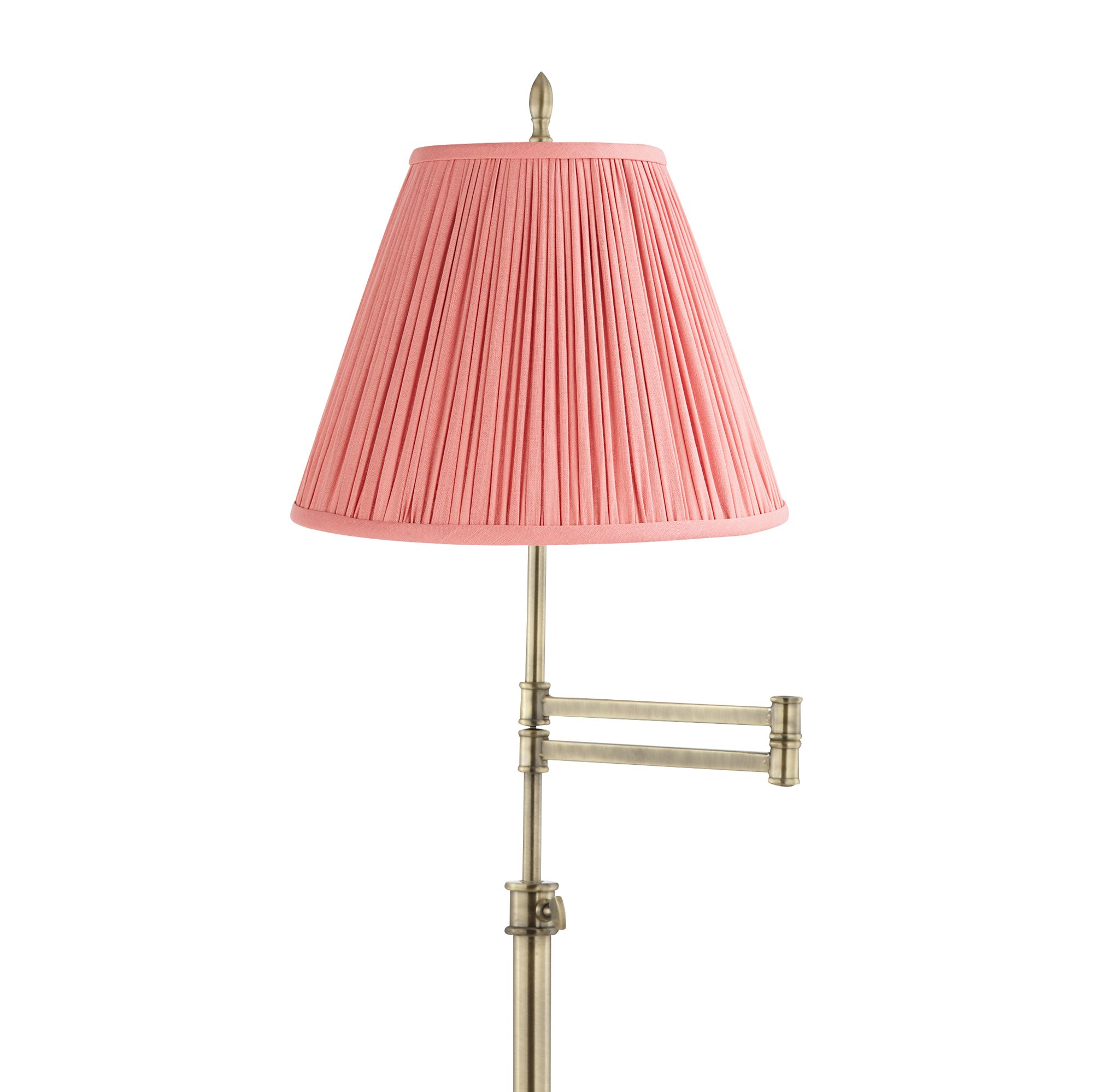 Image 2 Westbury Brass Swing Arm Floor Lamp with Classy Rose Pink Shade more views