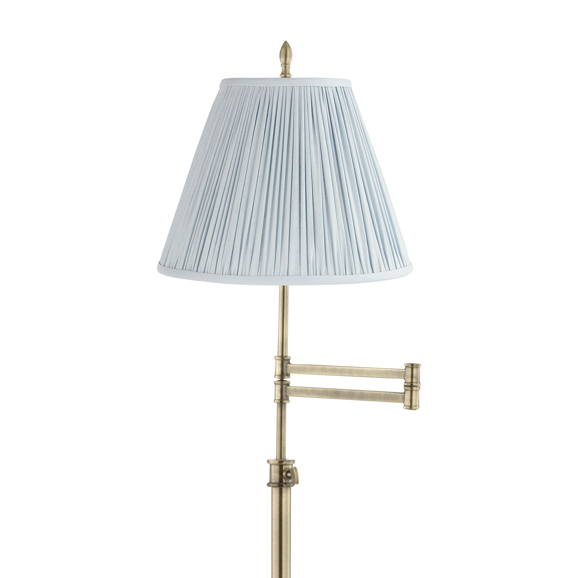 Image 2 Westbury Brass Swing Arm Floor Lamp with Classy Soft Blue Shade more views