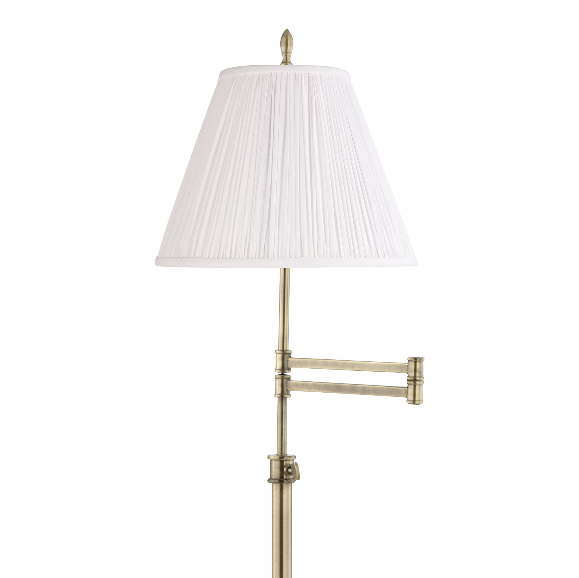 Image 2 Westbury Brass Swing Arm Floor Lamp with Classy White Shade more views