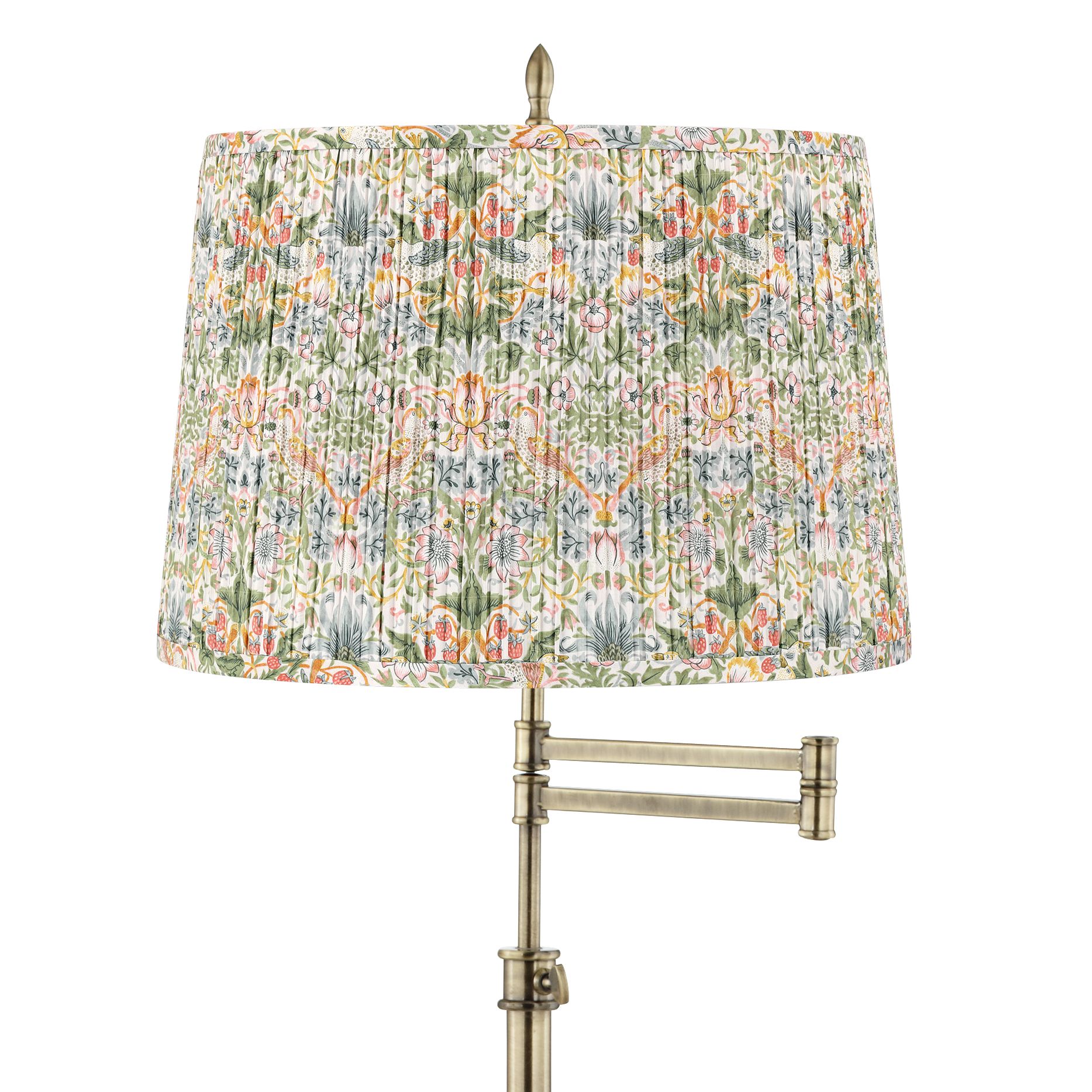 Image 2 Westbury Brass Swing Arm Floor Lamp with Multi-Color Shade more views