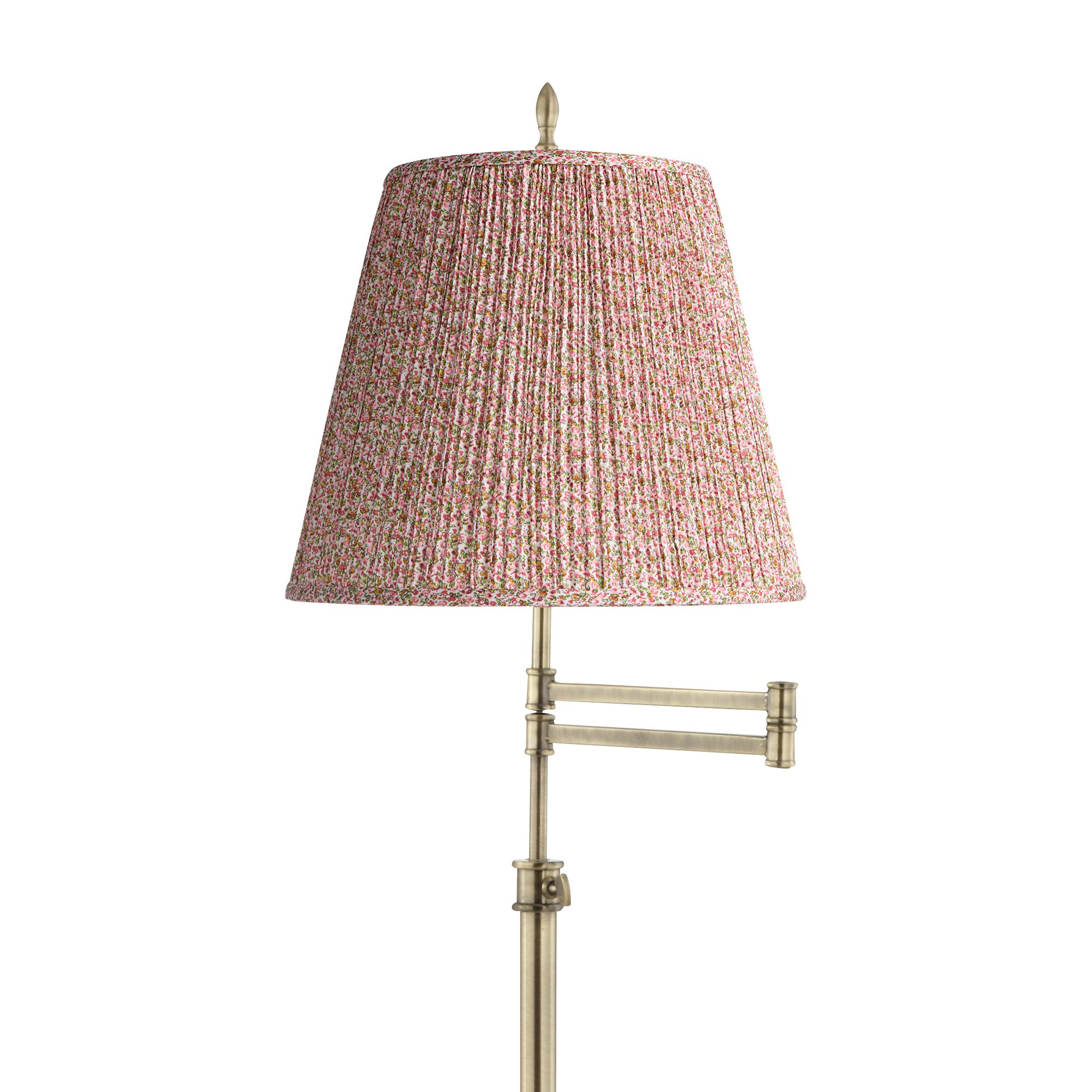 Image 2 Westbury Brass Swing Arm Floor Lamp with Pink and Yellow Shade more views