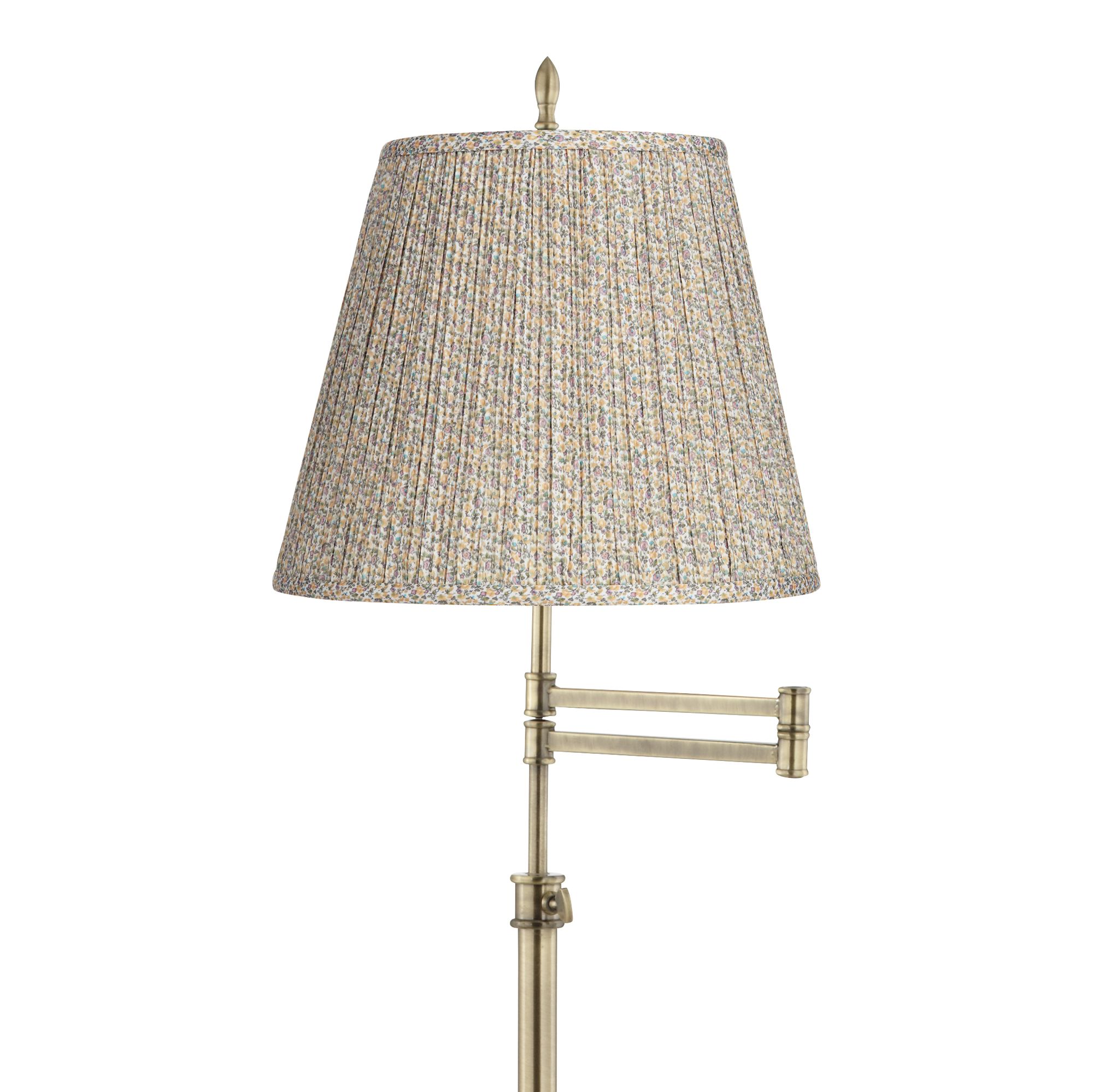 Image 2 Westbury Brass Swing Arm Floor Lamp with Yellow and Pink Shade more views