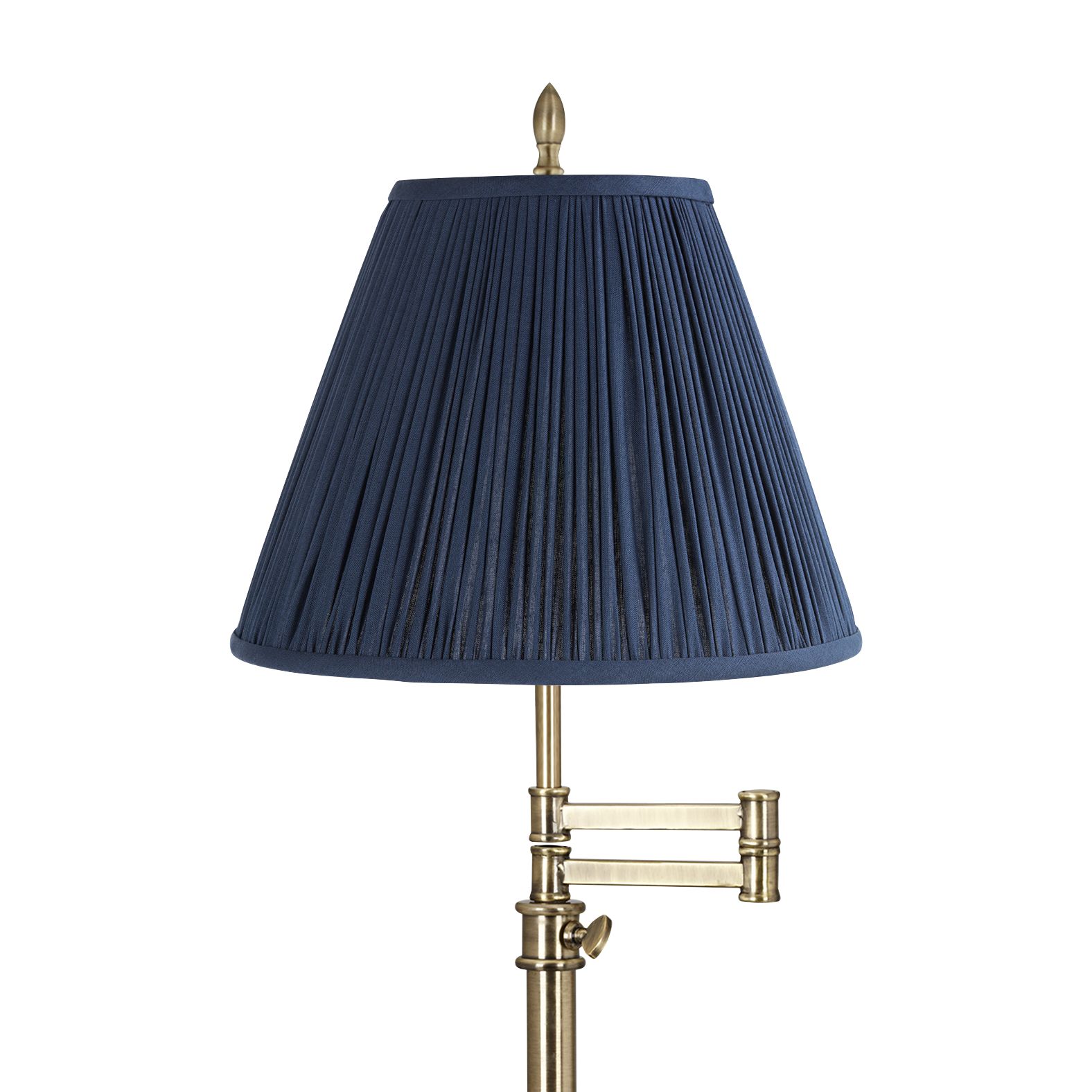 Image 2 Westbury Brass Swing Arm Table Lamp with Classy Smoky Blue Shade more views