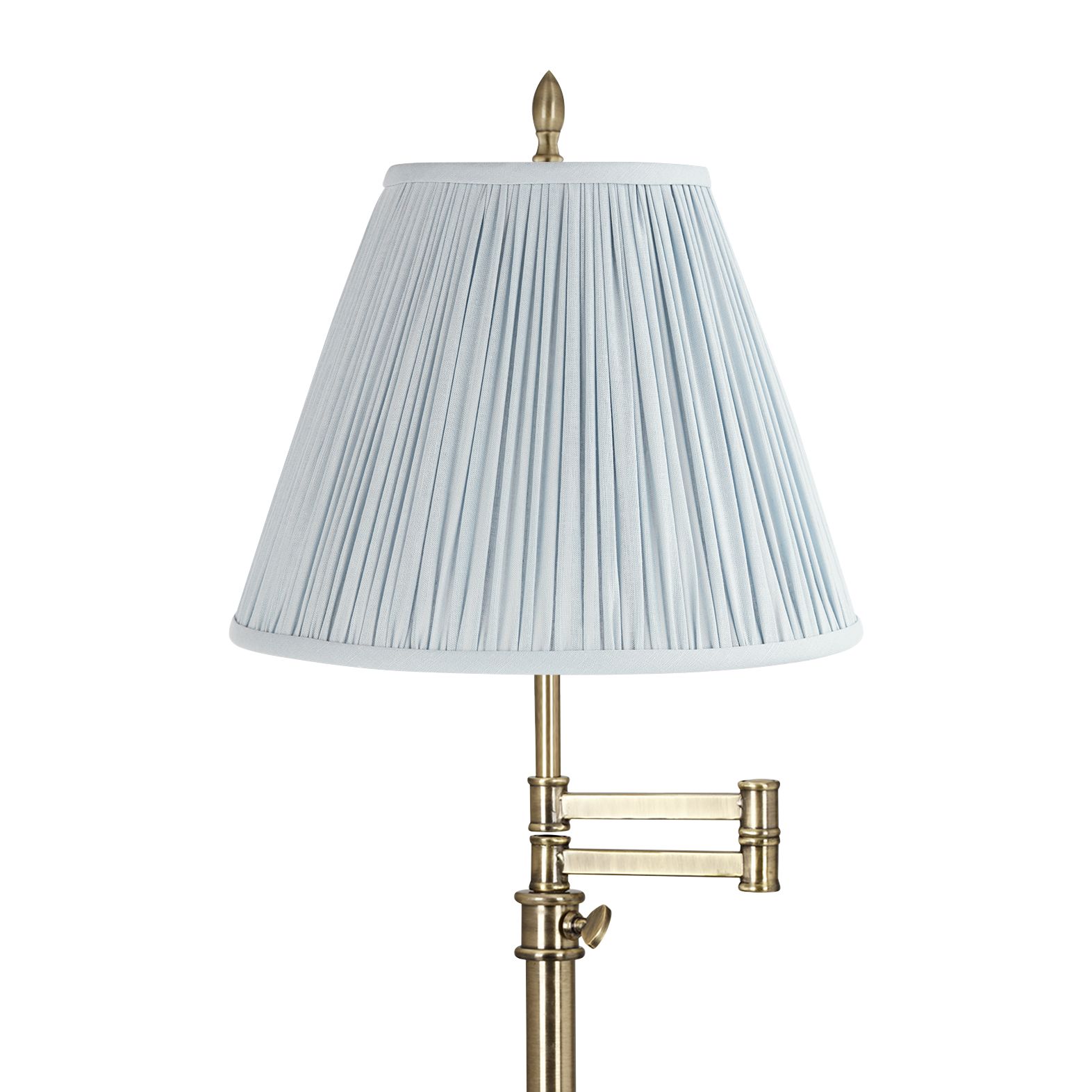 Image 2 Westbury Brass Swing Arm Table Lamp with Classy Soft Blue Shade more views