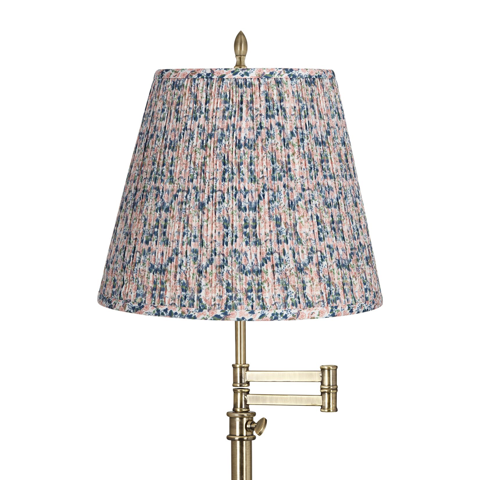 Image 2 Westbury Brass Swing Arm Table Lamp with Pink and Blue Shade more views