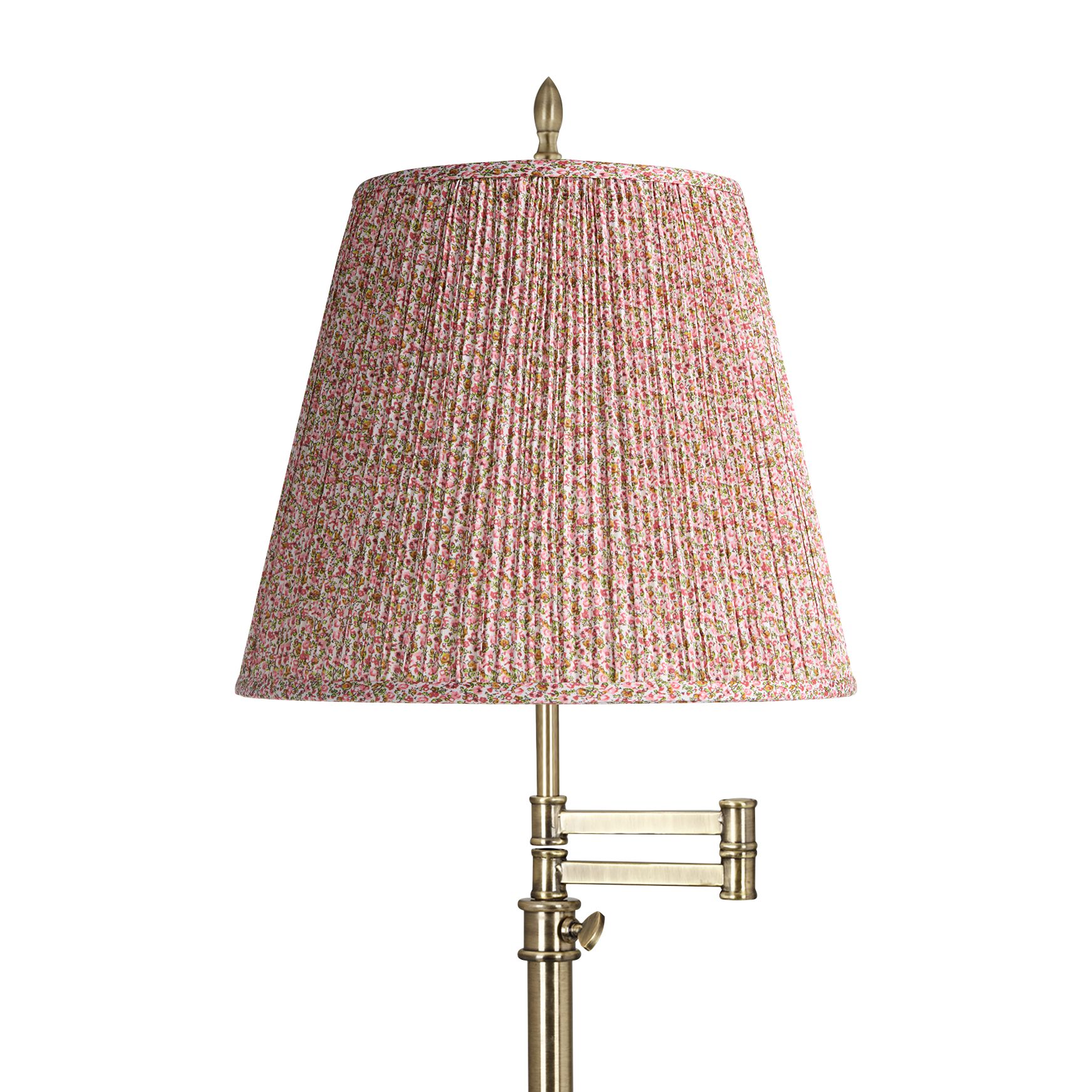 Image 2 Westbury Brass Swing Arm Table Lamp with Pink and Yellow Shade more views