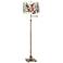 Westbury Embroidered Floral Brass Swing Arm Floor Lamp