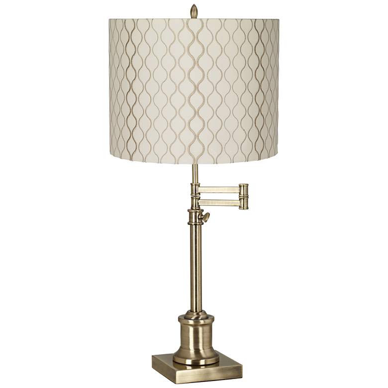 Image 2 Westbury Embroidered Hourglass Brass Swing Arm Desk Lamp