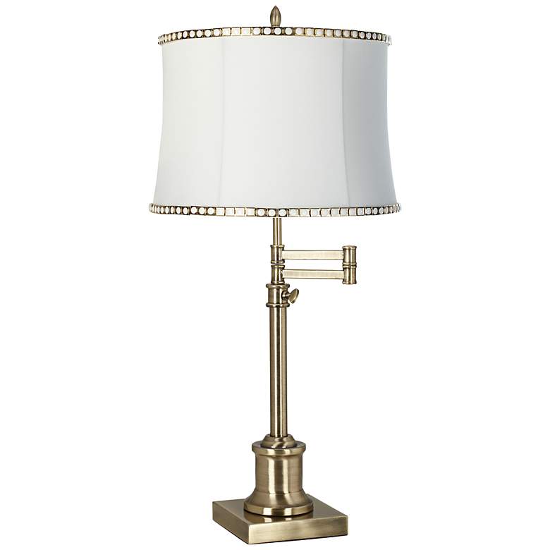 Image 1 Westbury Gold Trim White Shade Brass Swing Arm Desk Lamp