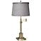 Westbury Gray Tweed Shade Brass Swing Arm Desk Lamp