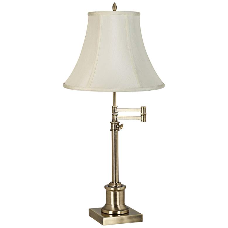 Image 2 Westbury Imperial Creme Bell Brass Swing Arm Desk Lamp