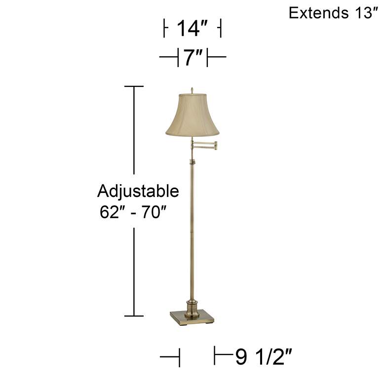 Westbury Imperial Taupe Bell Brass Swing Arm Floor Lamp more views