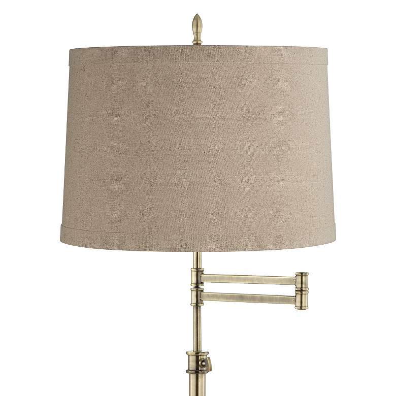 Image 2 Westbury Linen and Brass Adjustable Swing Arm Floor Lamp more views