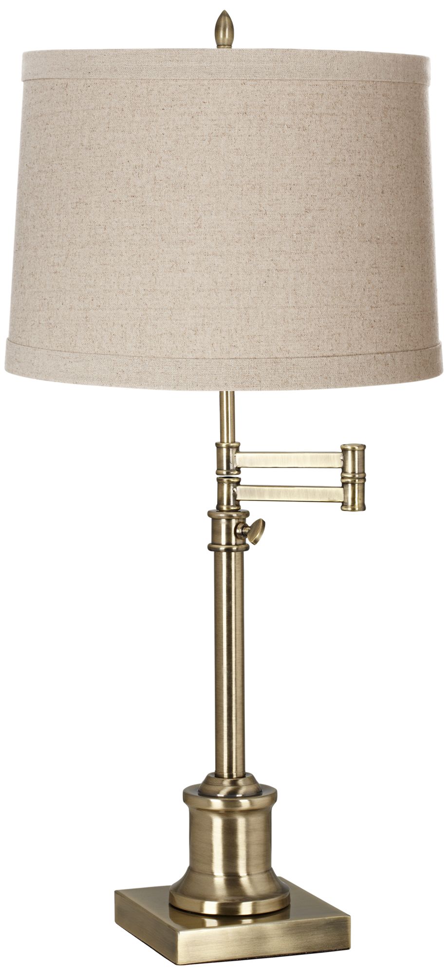 Westbury Natural Linen Shade Brass Swing Arm Desk Lamp 17N94 Lamps