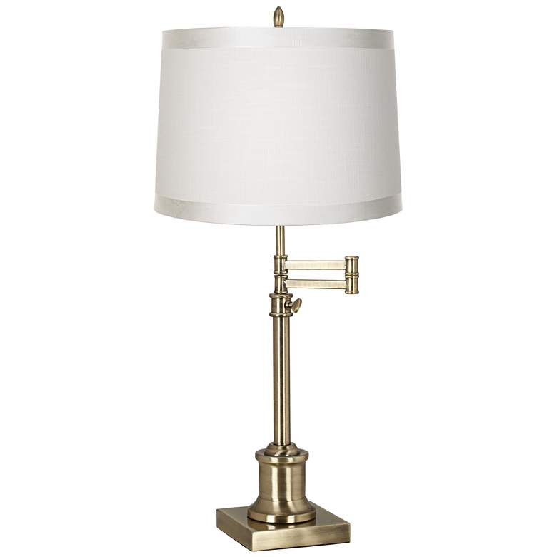 Westbury Off-White Shade Brass Swing Arm Desk Lamp