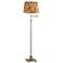 Westbury Orange Velvet Shade Brass Swing Arm Floor Lamp