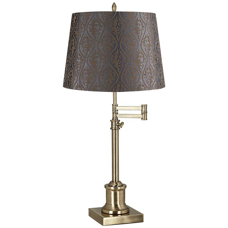 Image 1 Westbury Pewter Shade Brass Swing Arm Desk Lamp