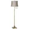 Westbury Taupe Gray Shade Brass Swing Arm Floor Lamp